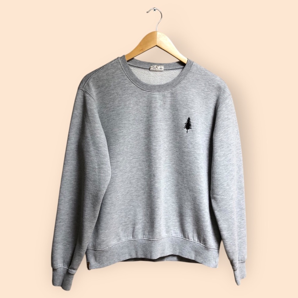 Tentree Tree Fleece Golden Spruce Crewneck Sweatshirt Gray Embroidered Women’s M